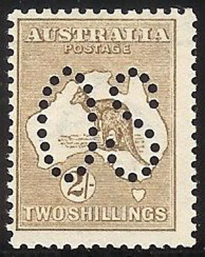 1913 2/- brown perfined large OS. Centred left but ... Image 1++