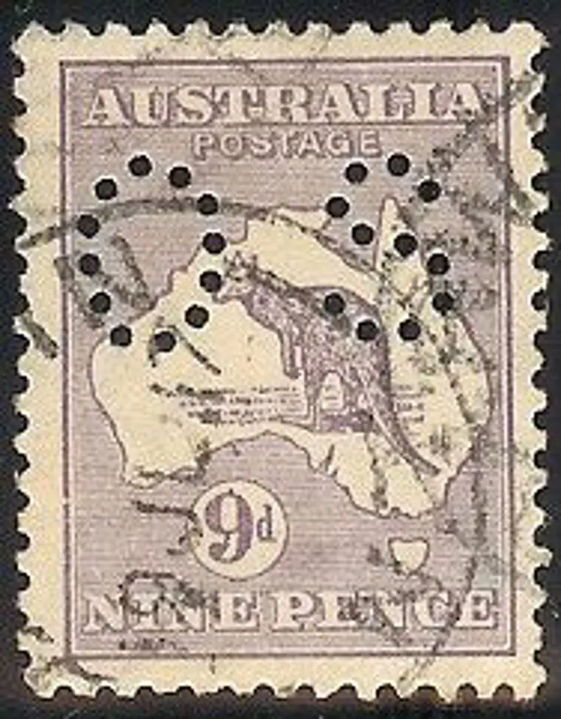 1915 9d violet perfined small OS. Good to F/U used ... Image 1++