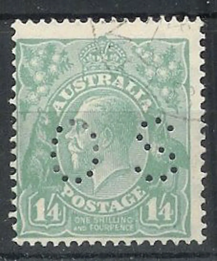 1926/30 1/4d turquoise KGV perfined OS. Centred ... Image 1++