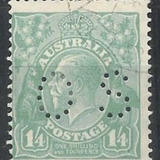 1926/30 1/4d turquoise KGV perfined OS. Centred ...