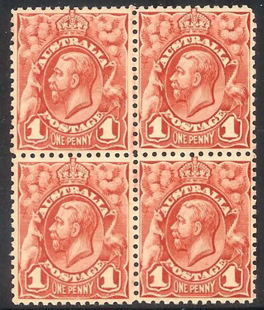 1914 1d engraved KGV well centred MUH block of 4. ... Image 1++