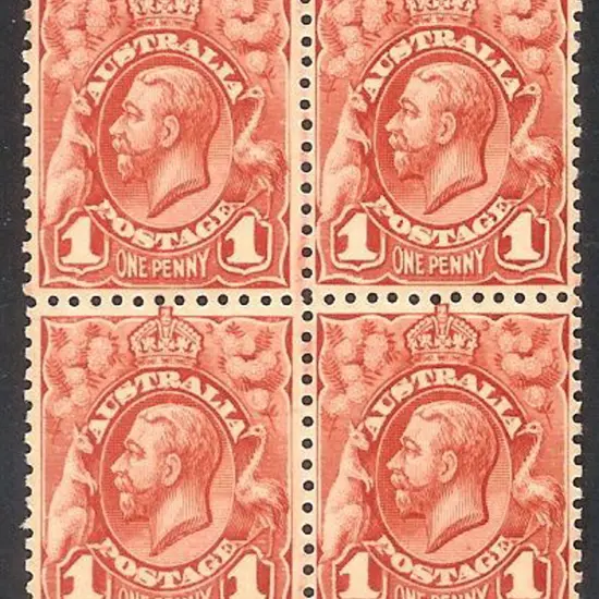1914 1d engraved KGV well centred MUH block of 4. ...