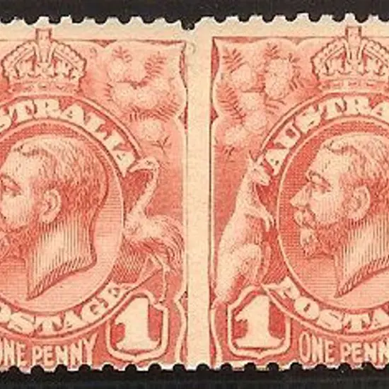 1913/14 1d rose-red engraved KGV Plate 1, ...