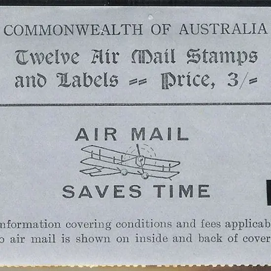 1930/35 3/- Airmail booklet with ''AIRMAIL SAVES ...