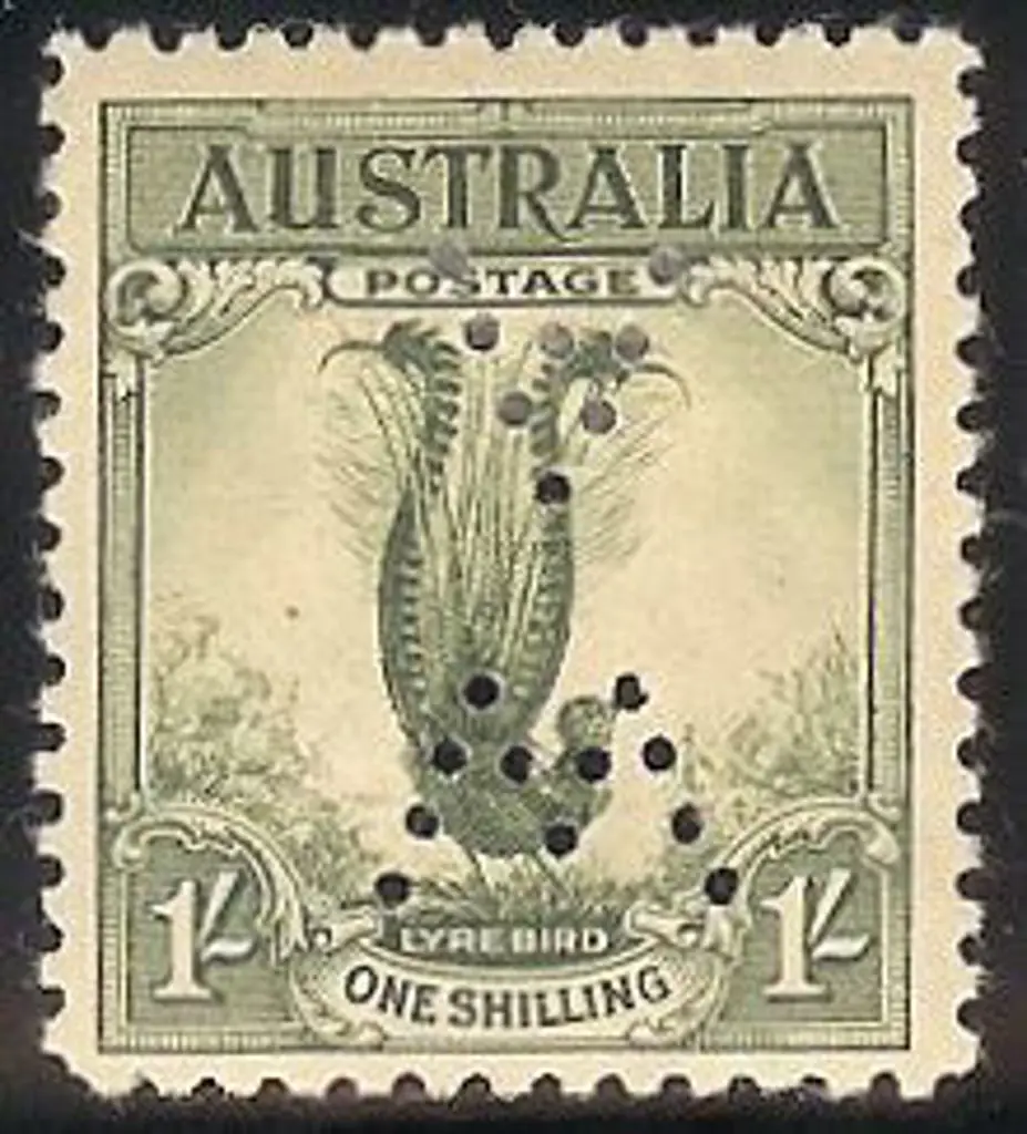 1932 1/- Lyrebird perfined ''WA'' inverted. MLH SG ... Image 1++