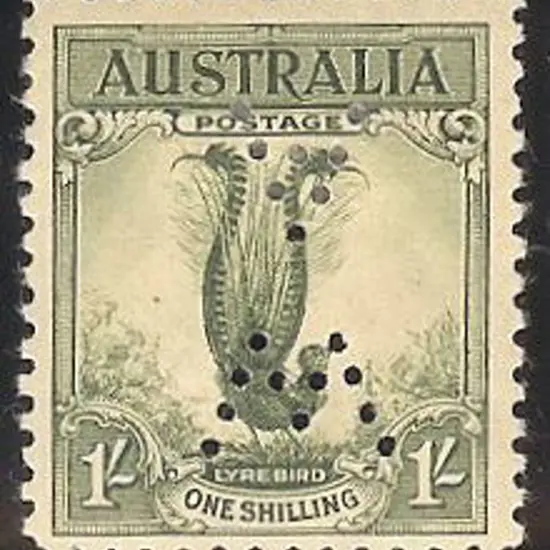 1932 1/- Lyrebird perfined ''WA'' inverted. MLH SG ...