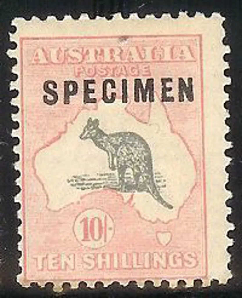1932 10/- grey & pink kangaroo overprinted ... Image 1++