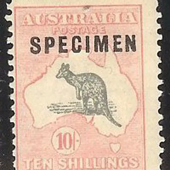 1932 10/- grey & pink kangaroo overprinted ...