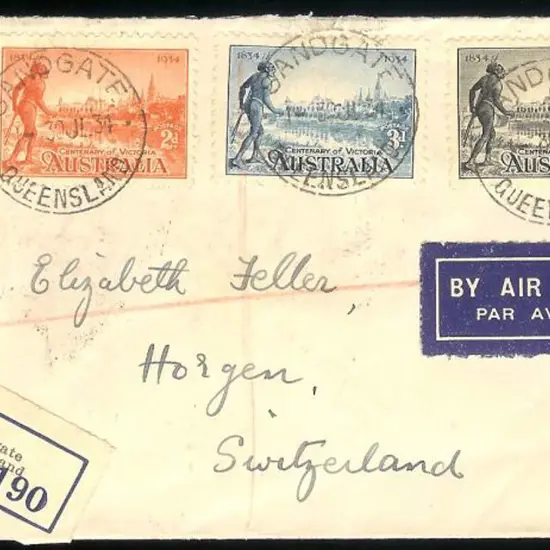 1934 Victoria Centenary set of 3 to 1/- perf. 10½ ...