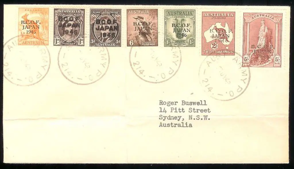 1946 BCOF set of 7 with 5/- on thick paper on ... Image 1++