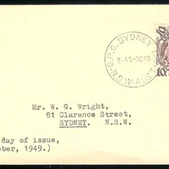 1949 (3rd Oct) 10/- Arms First Day Cover on plain ...
