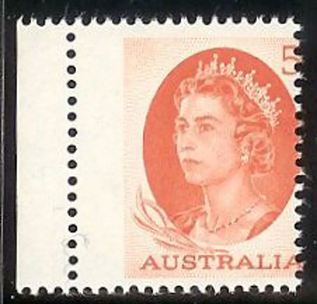 1965/66 5d red QEll with misplaced perfs & left ... Image 1++