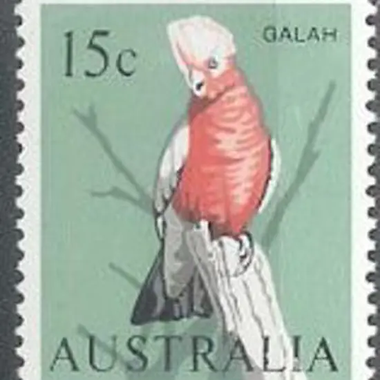 1966 15c Galah vertical strip of 3 with top ...