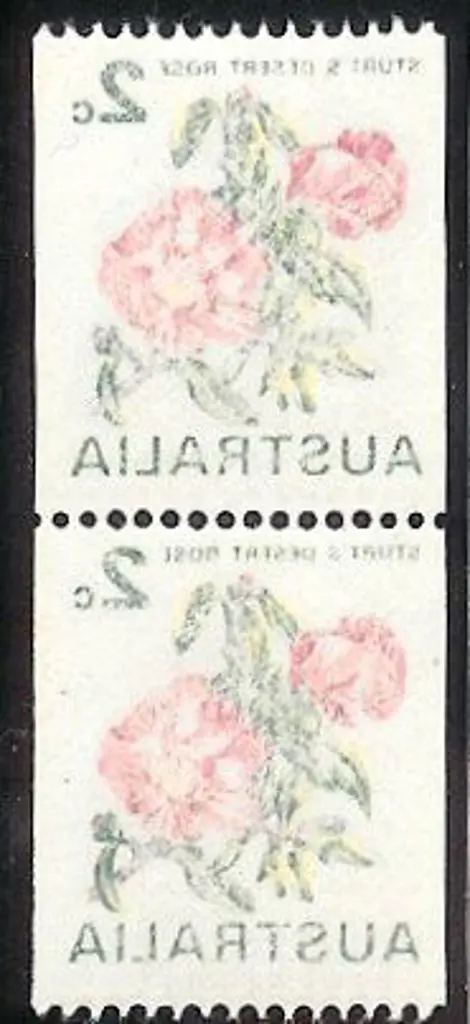 1971 2c Floral coil pair with clear offset on ... Image 1++
