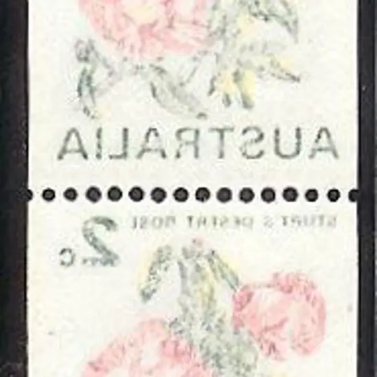 1971 2c Floral coil pair with clear offset on ...