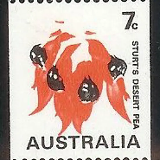 1971 7c Sturts Desert Pea coil with missing buff & ...