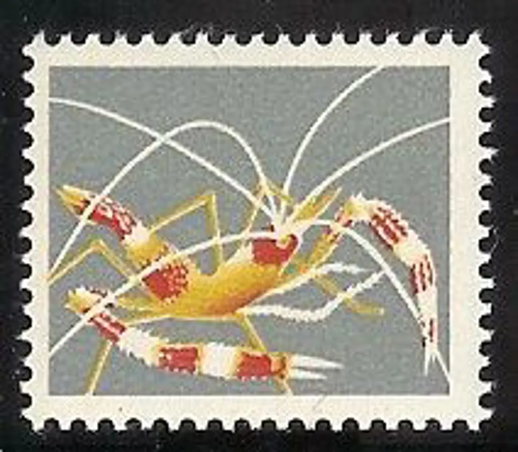 1973 1c Coral Shrimp with black omitted. Normal ... Image 1++