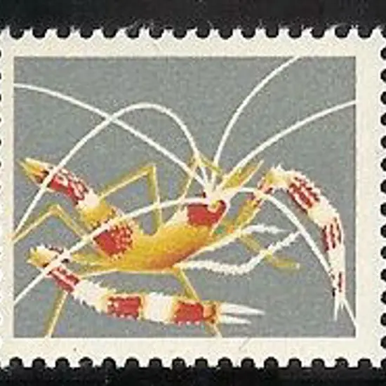 1973 1c Coral Shrimp with black omitted. Normal ...