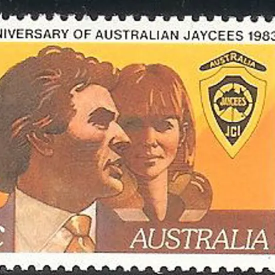 1983 27c Jaycees single misperforated with part of ...