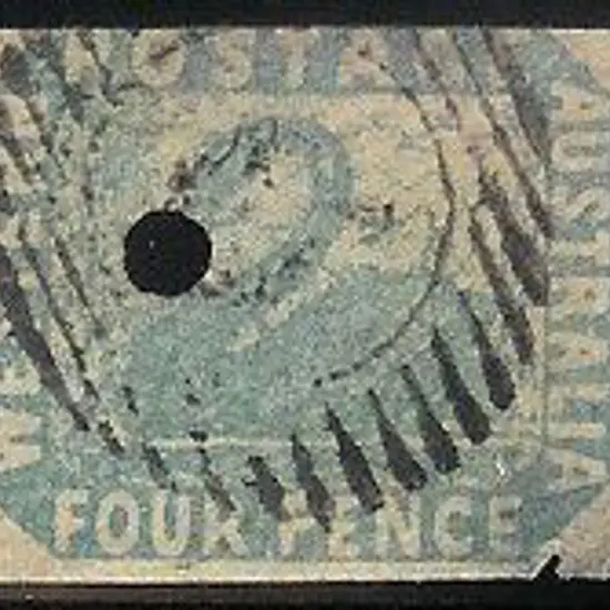1854 4d pale blue swan F/U with commissariat 3mm ...