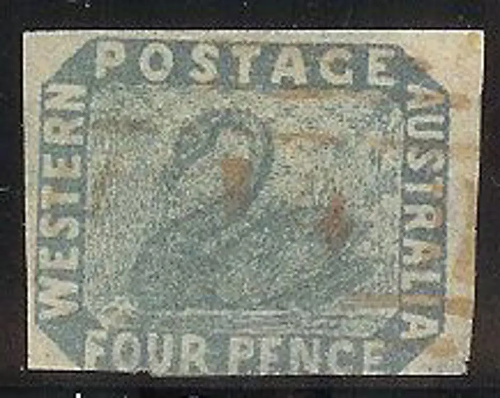 1854 4d slate-blue swan. Three large margins, ... Image 1++
