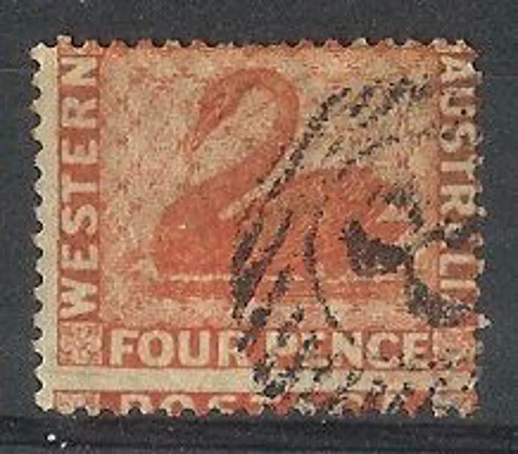 1861 4d vermilion swan perf 14, fine used with ... Image 1++