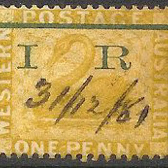 1881 1d ochre swan with IR ovpt with single bar. ...