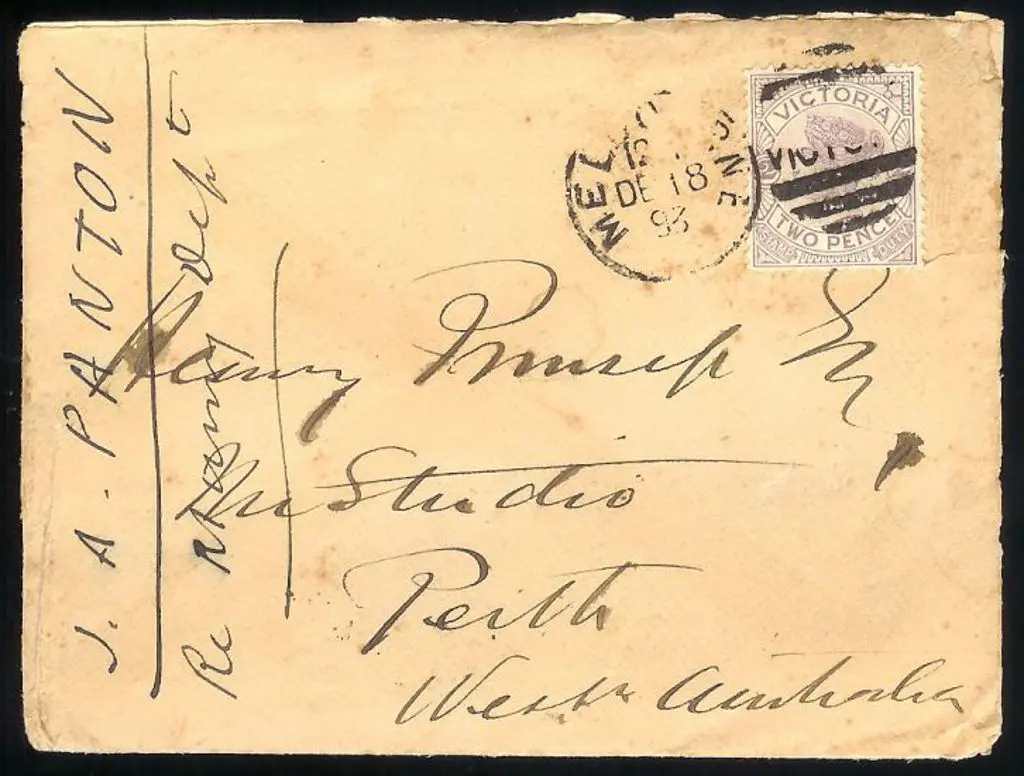 1893 cover from Melbourne addressed to Perth with ... Image 1++