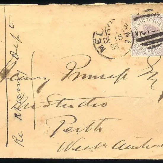 1893 cover from Melbourne addressed to Perth with ...