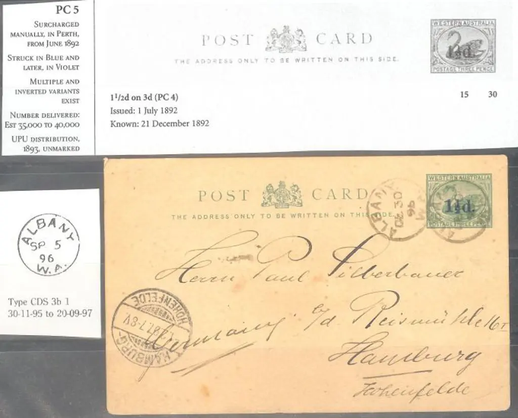 1896 (5th Sept) 3d green swan postcard with 1½d ... Image 1++