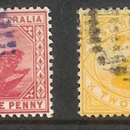 1898 1d carmine & 2d yellow swans W crown A wmk ...