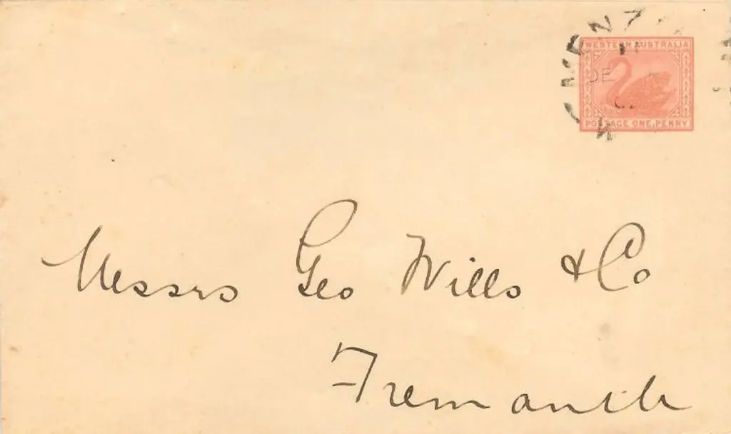 1902 (4th Dec) 1d red swan pre-printed env (EN1) ... Image 1++
