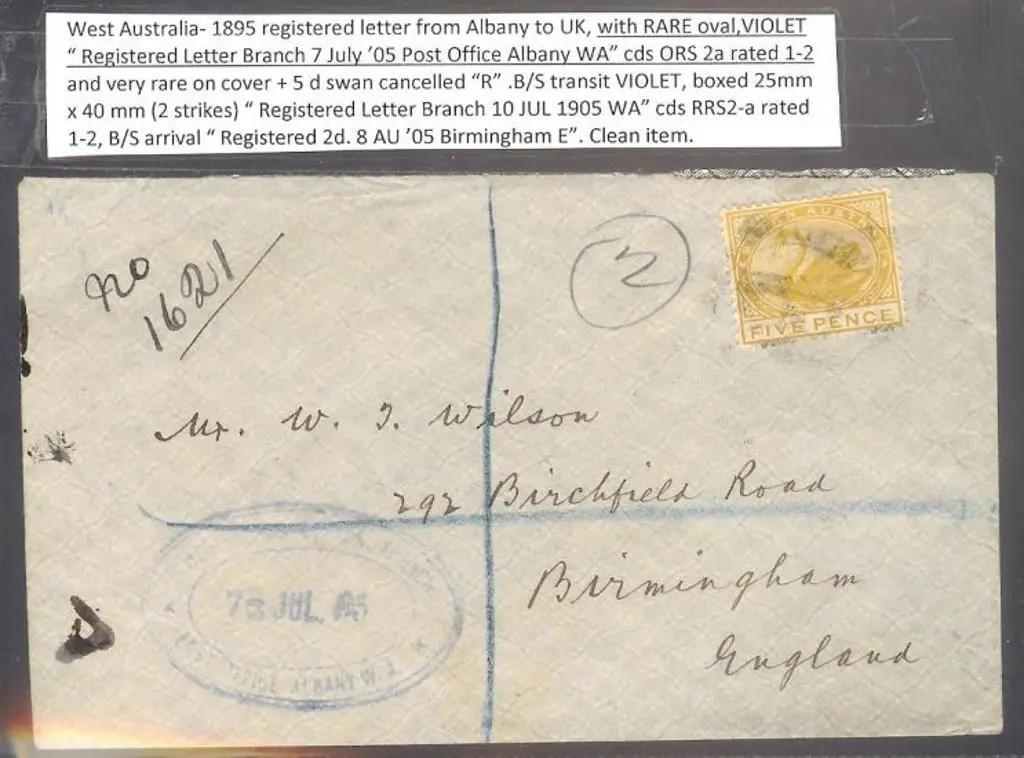 1905 (7th July) Registered letter from Albany to ... Image 1++