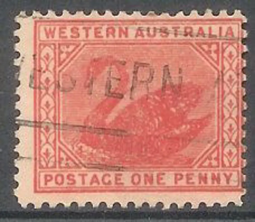 1905 1d carmine swan with wmk Crown A sideways ... Image 1++