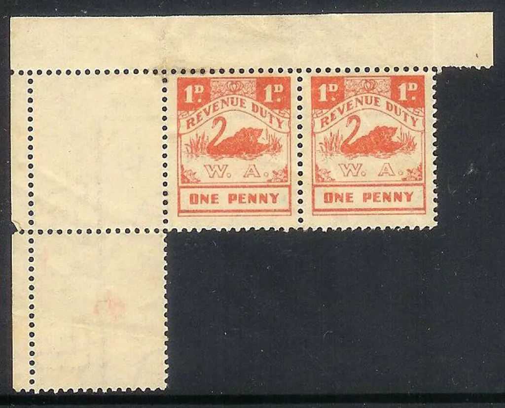 1951/63 1d red Revenue Duty with selvedge pair ... Image 1++