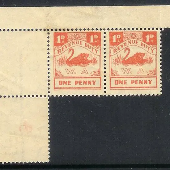1951/63 1d red Revenue Duty with selvedge pair ...