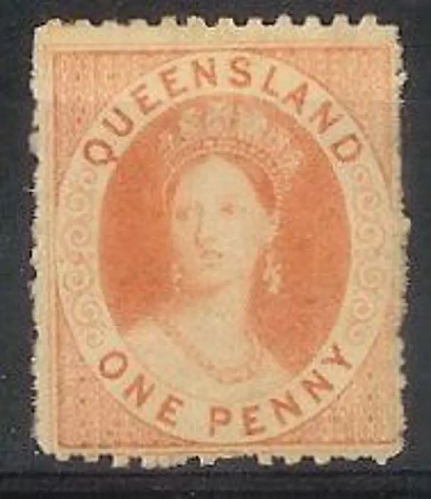1863 1d orange-vermilion QV perf 13 rough ... Image 1++