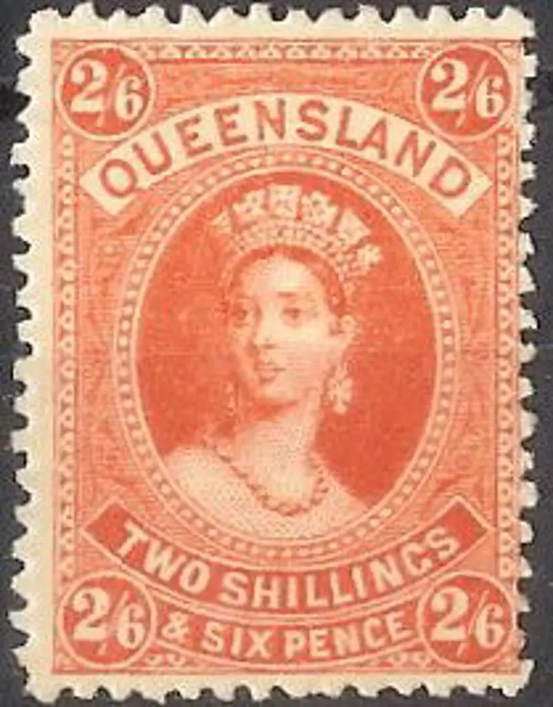 1886 2/6d vermilion QV . Centred right. Fine MLH ... Image 1++