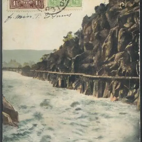 1925 (4th May) PPC ''Cataract Gorge in Flood, ...