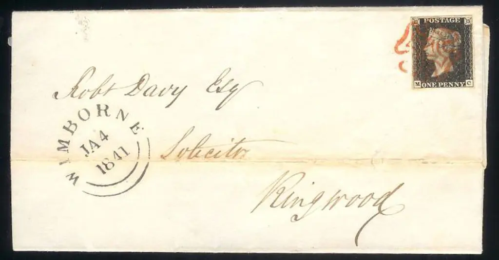 1840 1d black 4 margined perfectly tied to entire ... Image 1++