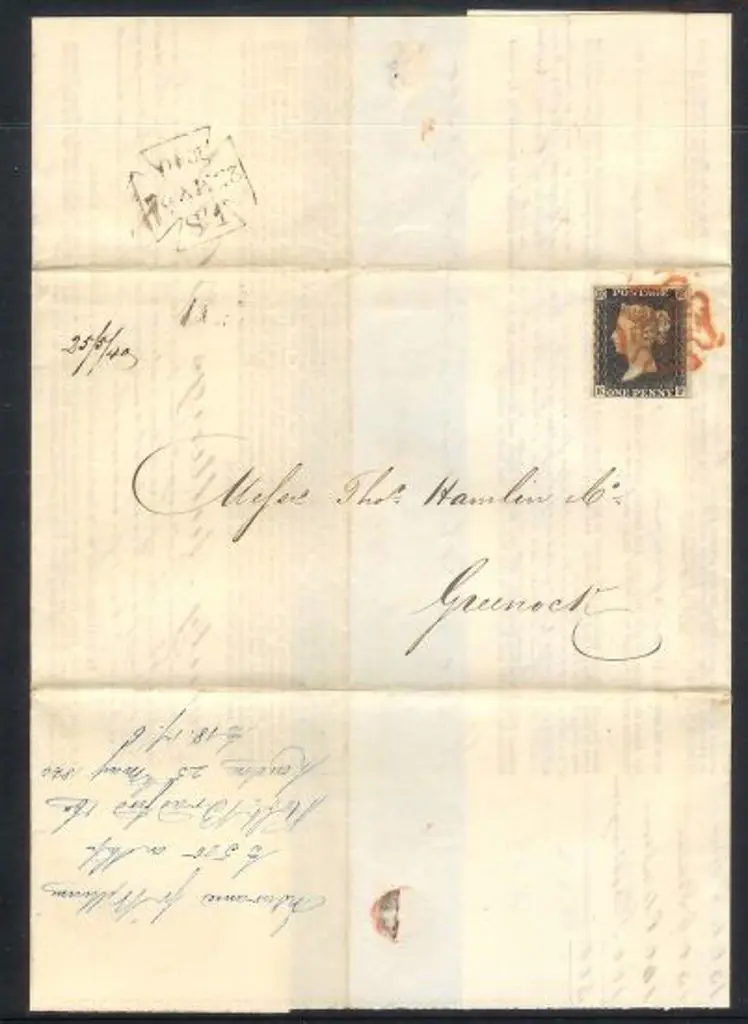 1840 1d black neatly tied by a full Maltese Cross ... Image 1++