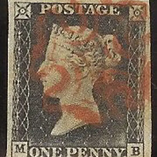 1840 1d black Plate 1a. Cancelled by clear red ...