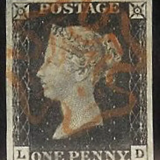 1840 1d black Plate 2. Cancelled by an almost ...