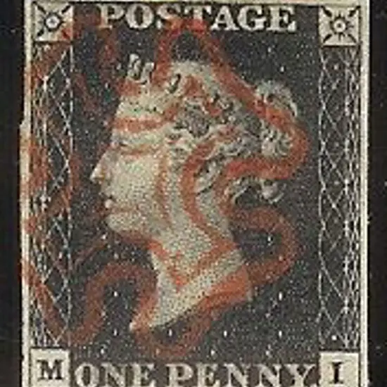 1840 1d black Plate 4. Cancelled by an almost ...