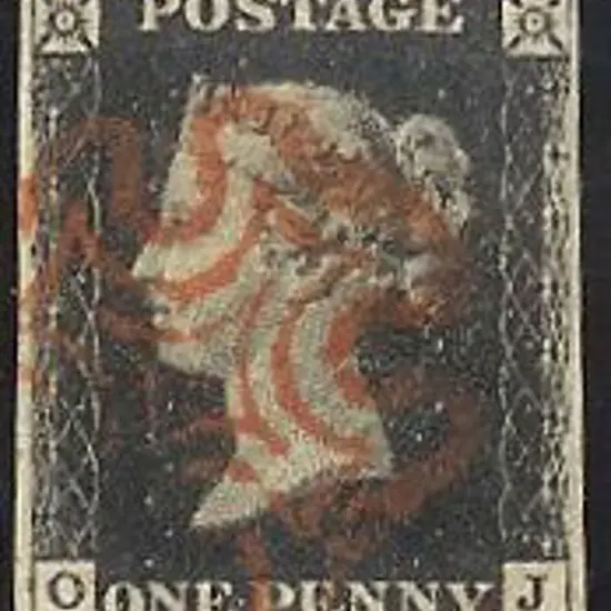 1840 1d black Plate 5. Cancelled by a neat red ...