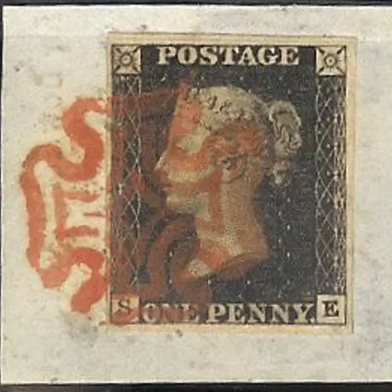 1840 1d black Plate 7. Cancelled by strong red ...