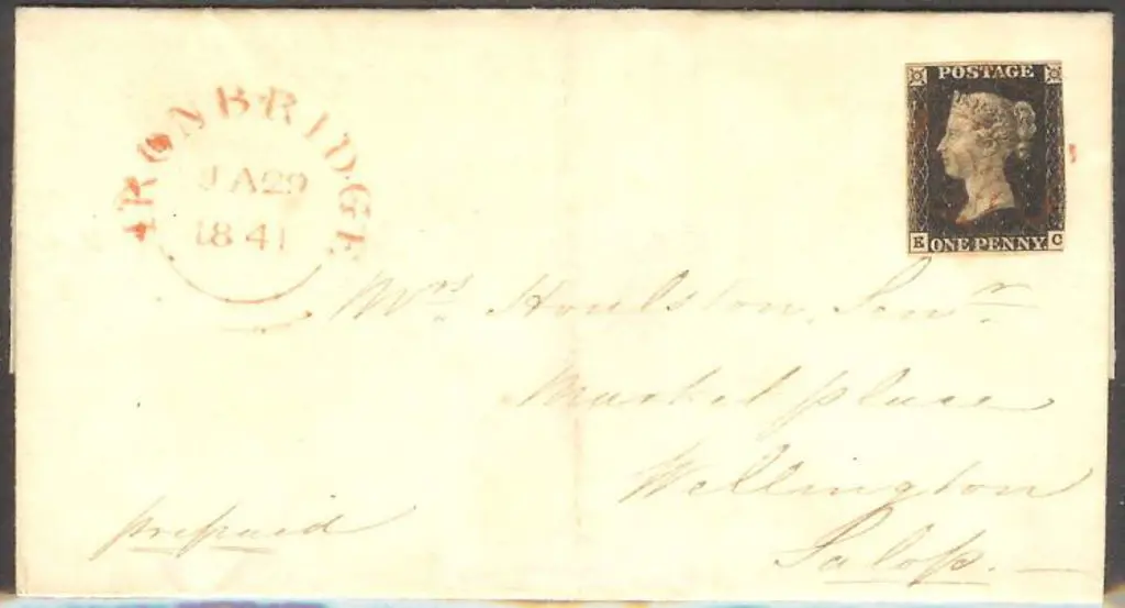 1840 1d black used on entire to Wellington, ... Image 1++