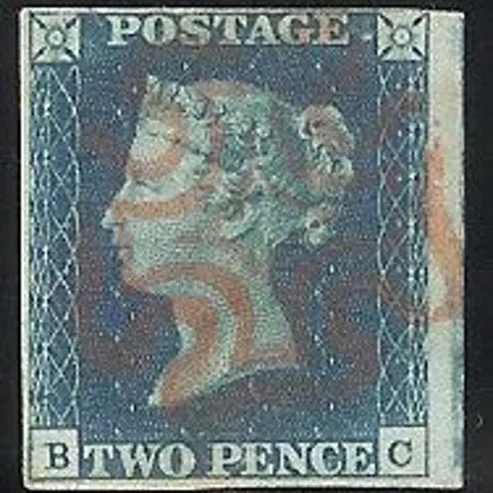 1840 2d blue Plate 1. Cancelled by a full upright ...