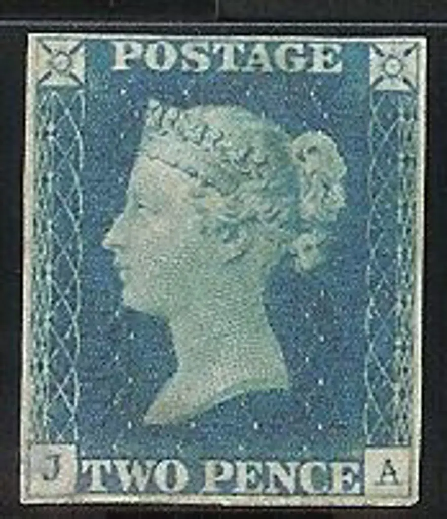 1840 2d blue Plate 1. Lettered JA with close to ... Image 1++