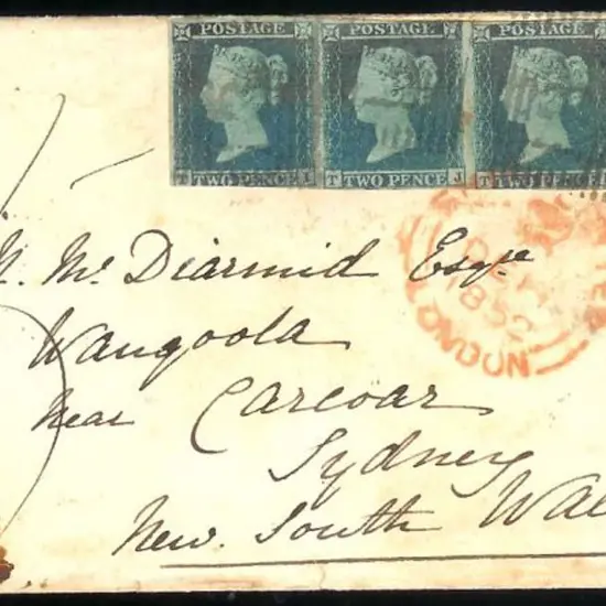 1852 cover to Sydney, NSW bearing 1841 2d blue (SG ...